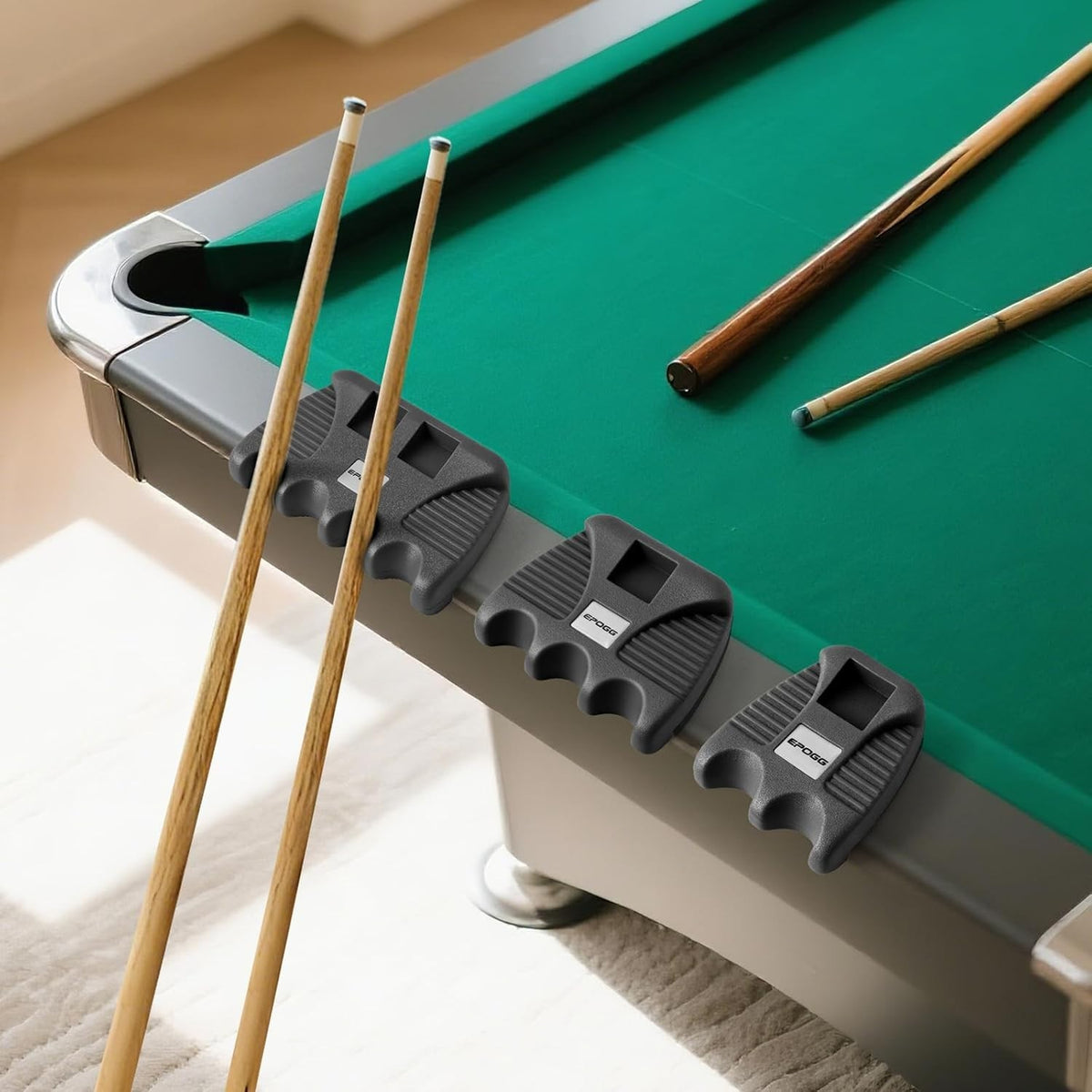 Portable Weighted Billiard Cue Rack with Chalk Holder – 2 Cues