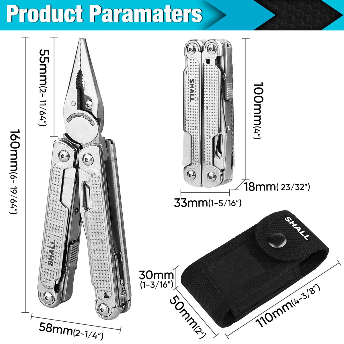 18-in-1 Multi Tool Pliers Set Stainless Steel Pocket Knife for Camping & Survival