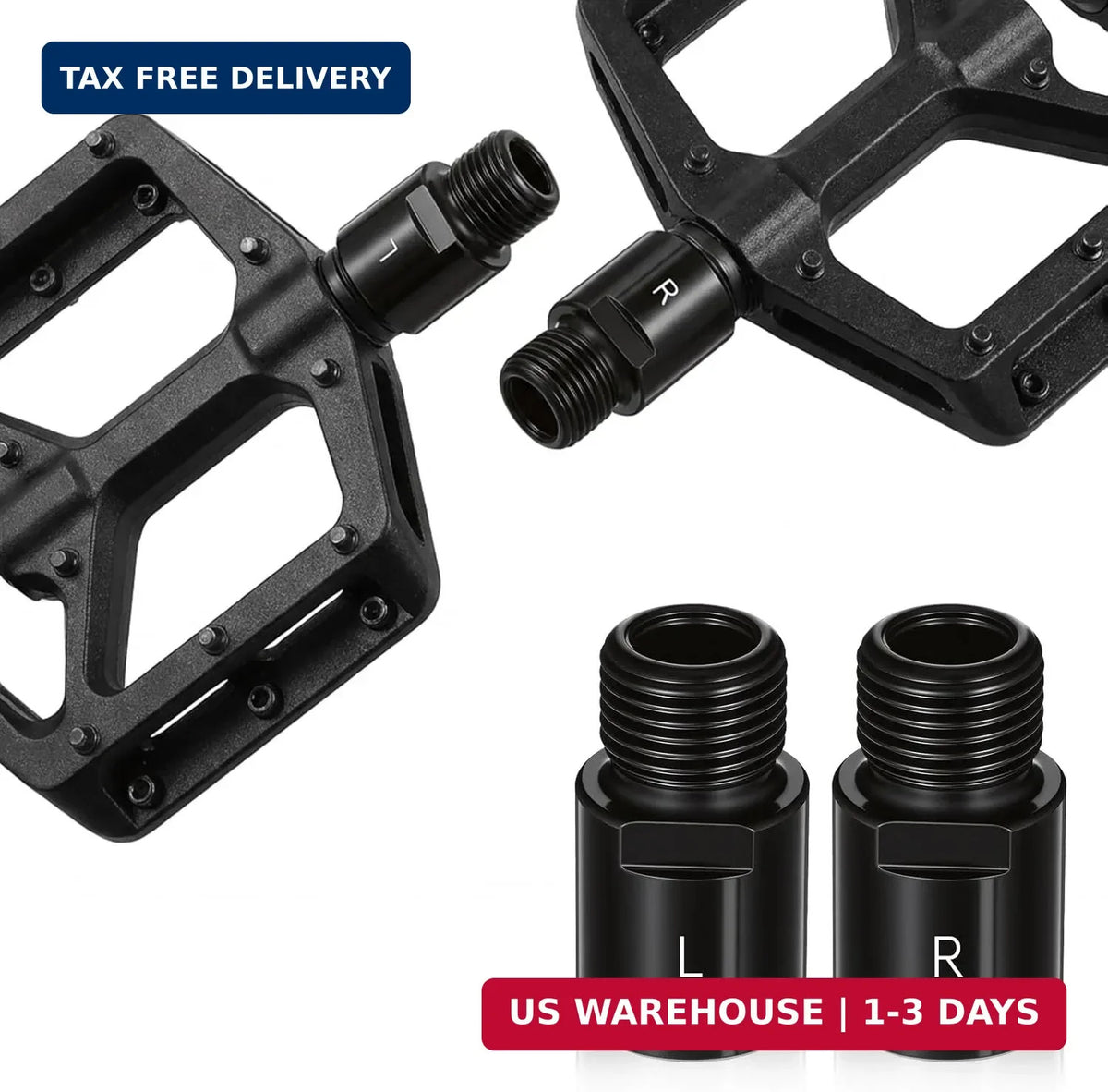 Bike Pedal Extenders 20mm for 9/16 inch Pedals, Black Steel Bicycle Adapter