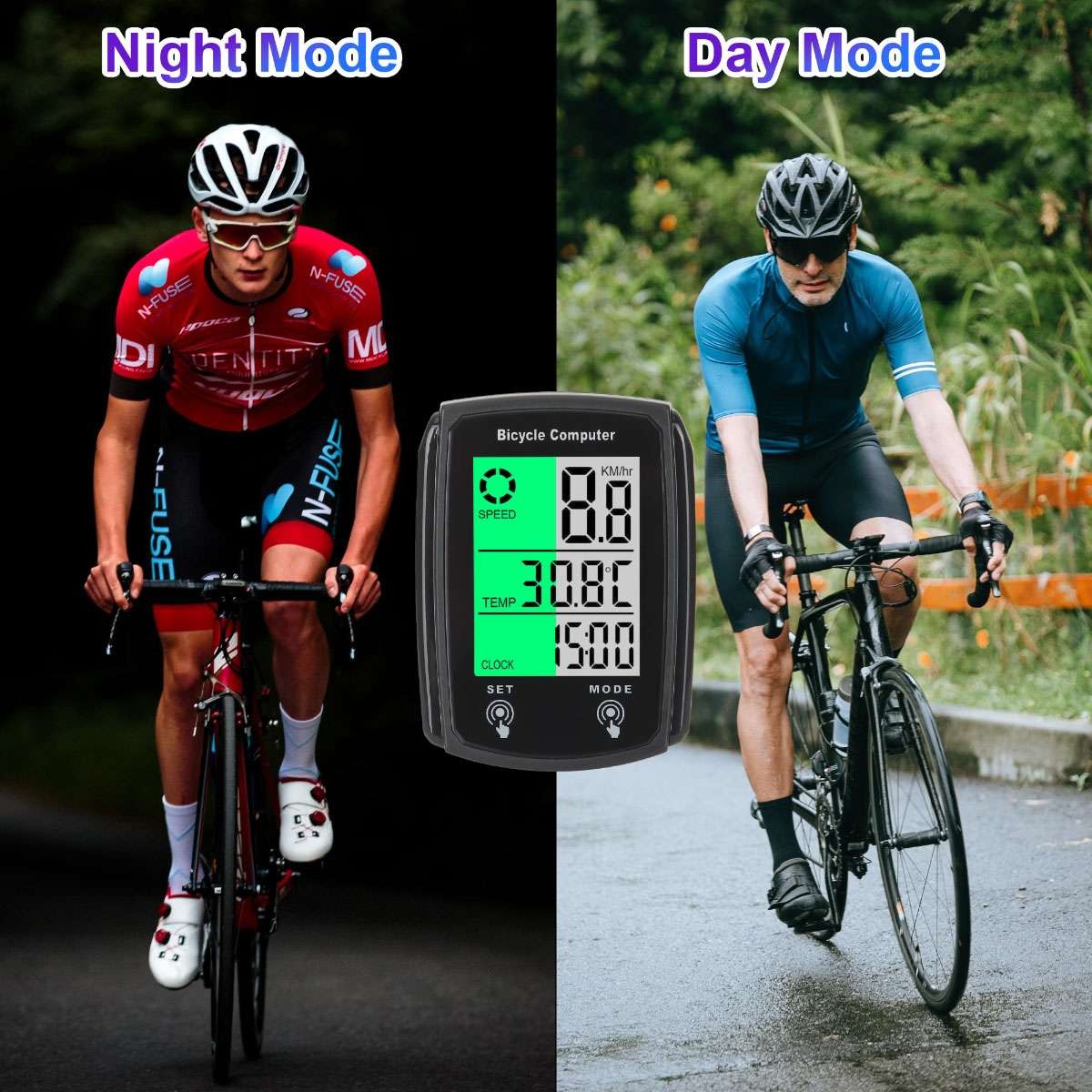 Wireless Digital Bicycle Speedometer with LCD Odometer and Waterproof Design