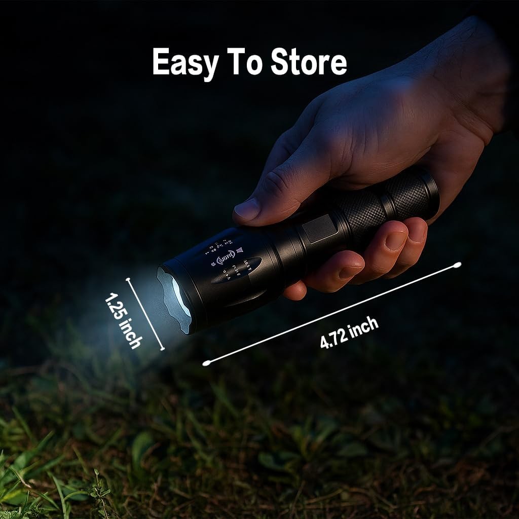 Rechargeable LED Flashlight 2-in-1 Red & White Portable Torch for Outdoor Use