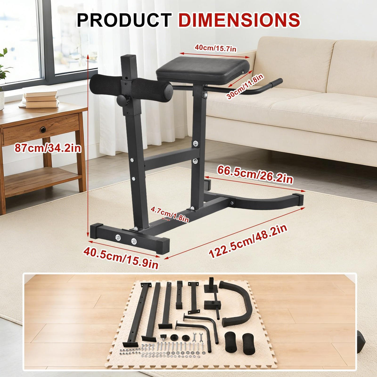 Adjustable Back Extension Bench for Core and Lower Body Workout