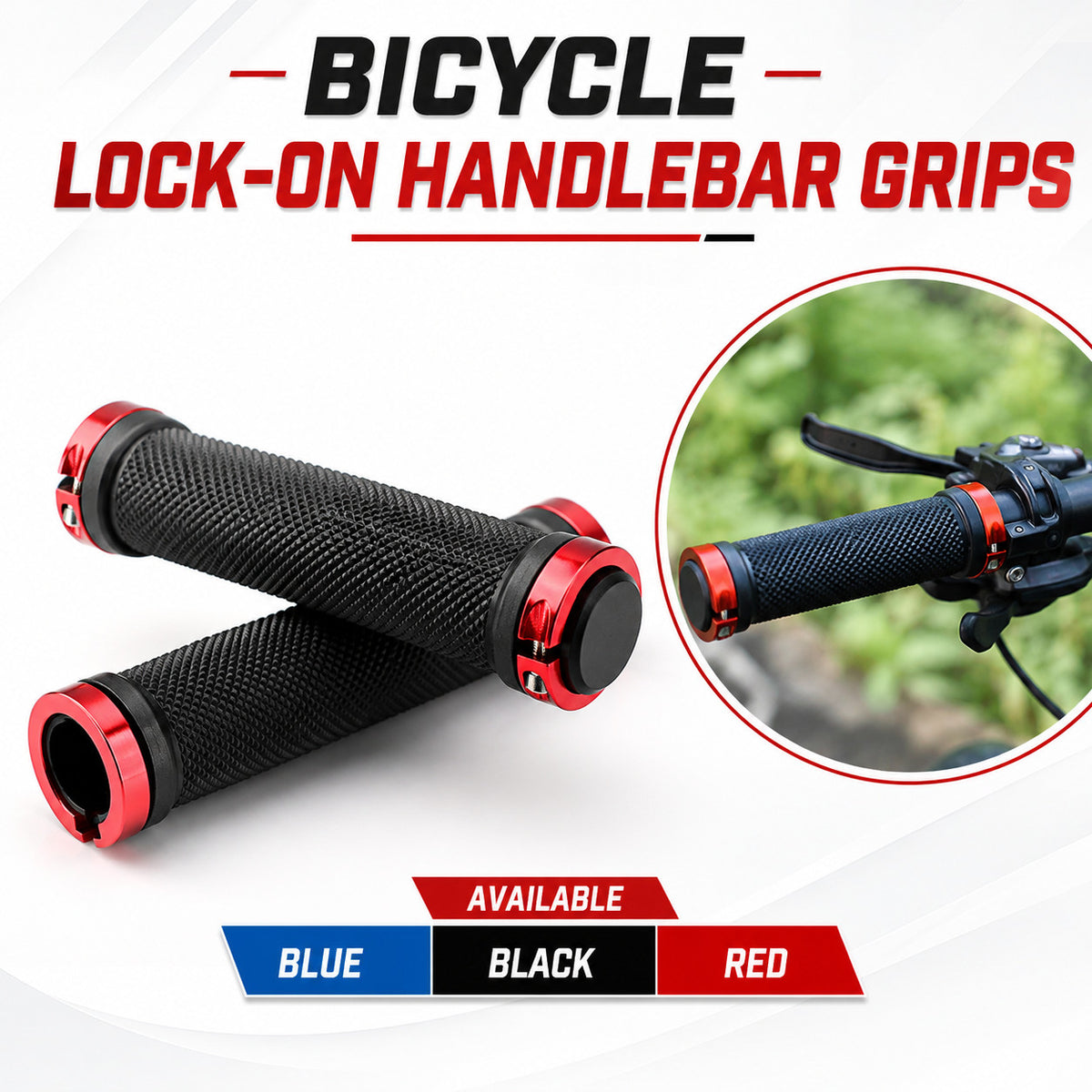Lock-On Bicycle Handlebar Grips Set for MTB BMX Cycling - Black