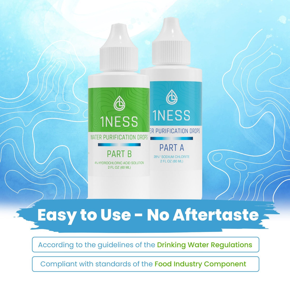 Water Purification Drops 2oz Kit for Emergency & Outdoor Use - BPA-Free