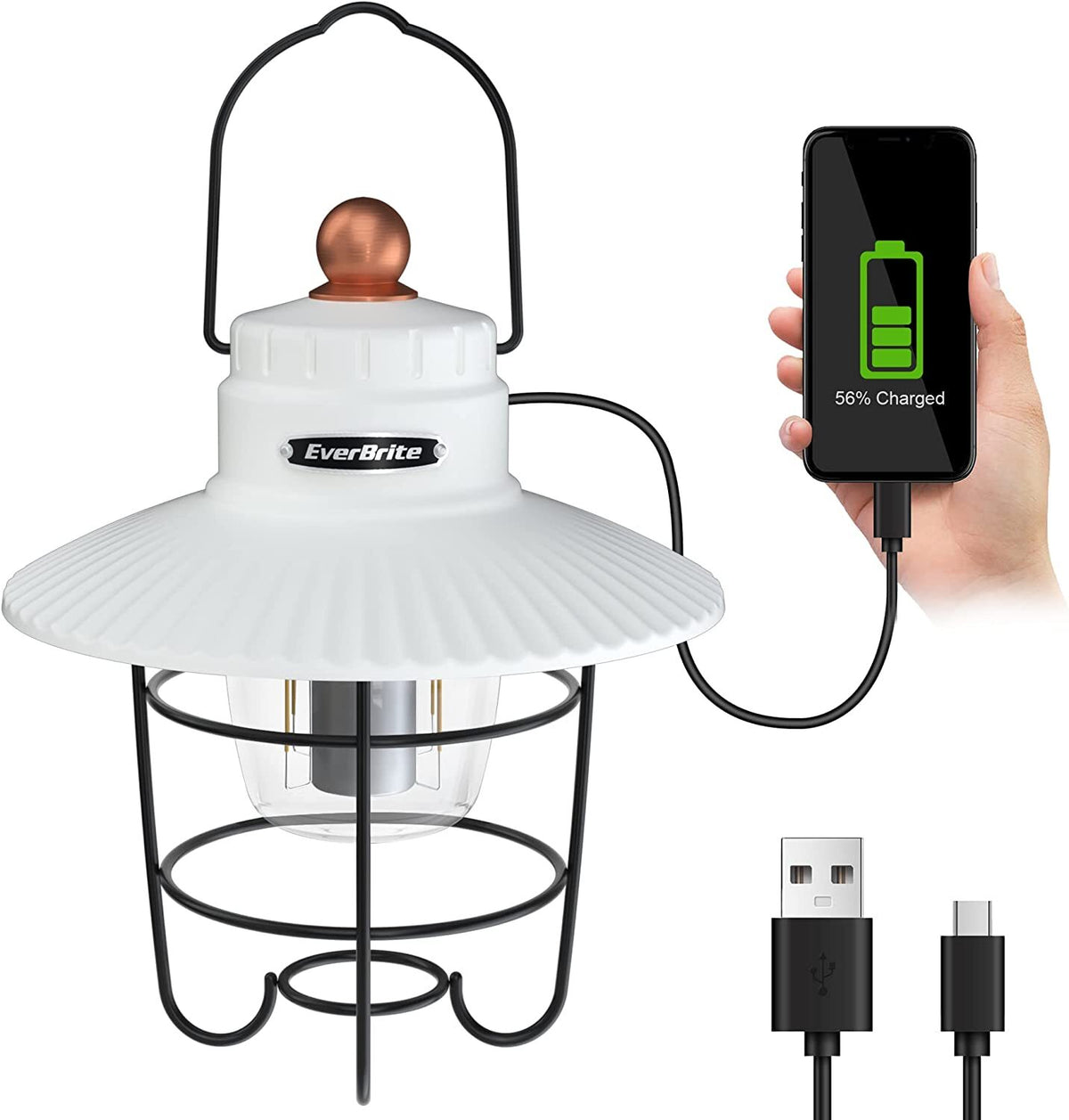 LED Camping Lantern Rechargeable 550 Lumens with 3 Light Modes and Power Bank