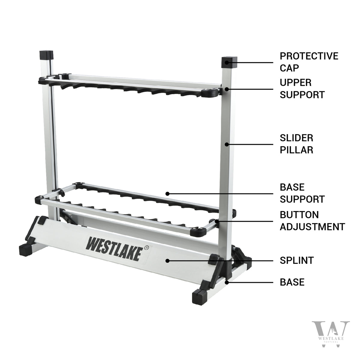 24 Rod Fishing Pole Holder Aluminum Alloy Stand Rack Storage Portable