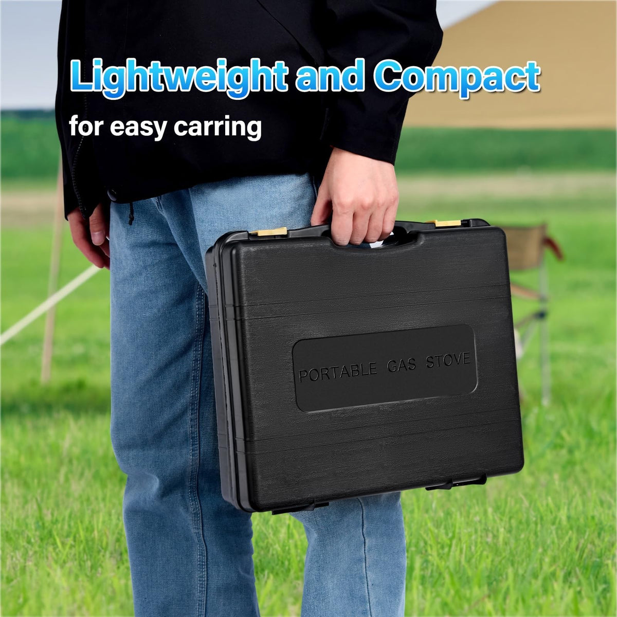 Portable Camping Stove with Windblocker & Carrying Case - 3 Fuel Types