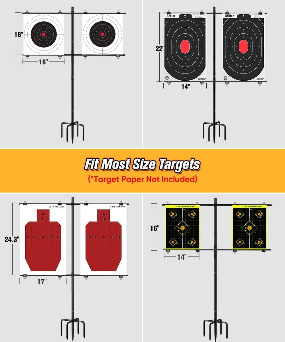 Adjustable Shooting Target Stand with 5-Prong Base for Outdoor Range