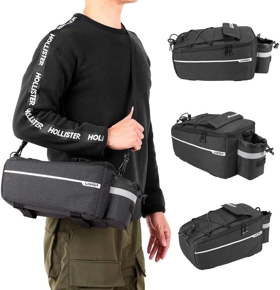 Waterproof Bicycle Rear Seat Pannier Bag with Reflective Elements and Large Capacity