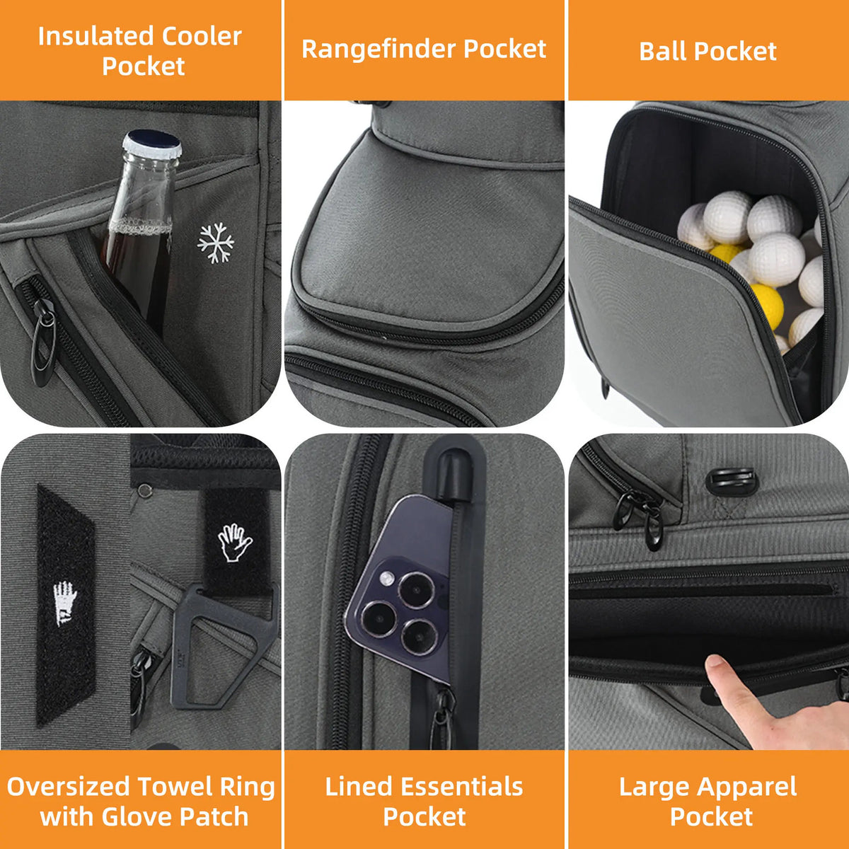 7-Way Golf Stand Bag Waterproof Lightweight with 900D Material