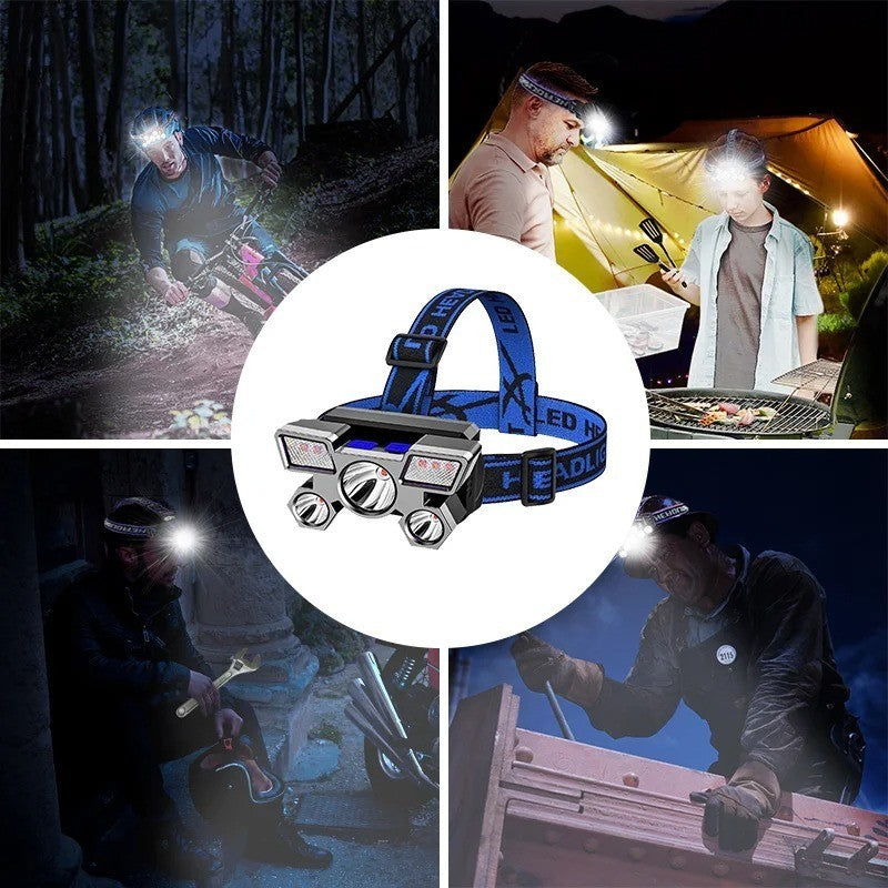 Rechargeable LED Headlamp with Bright 5x Light Modes for Outdoor Activities