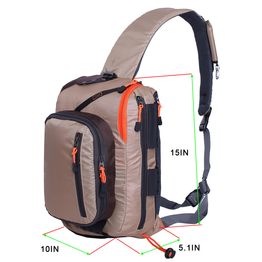 Fly Fishing Sling Bag with Multiple Pockets & Adjustable Straps, Lightweight Tackle Organizer