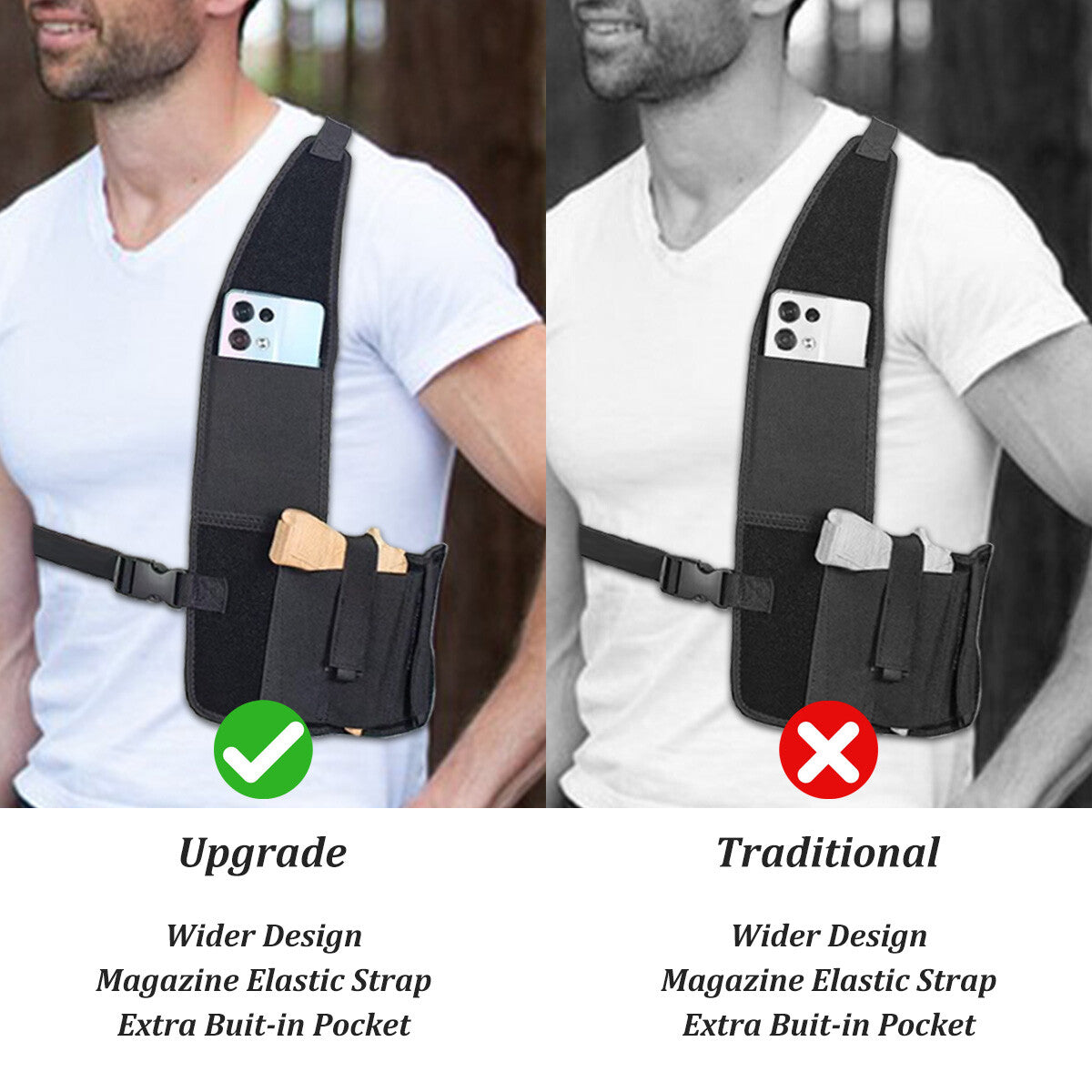 Universal Shoulder Gun Holster for Concealed Carry Adjustable Chest Pistol Holder
