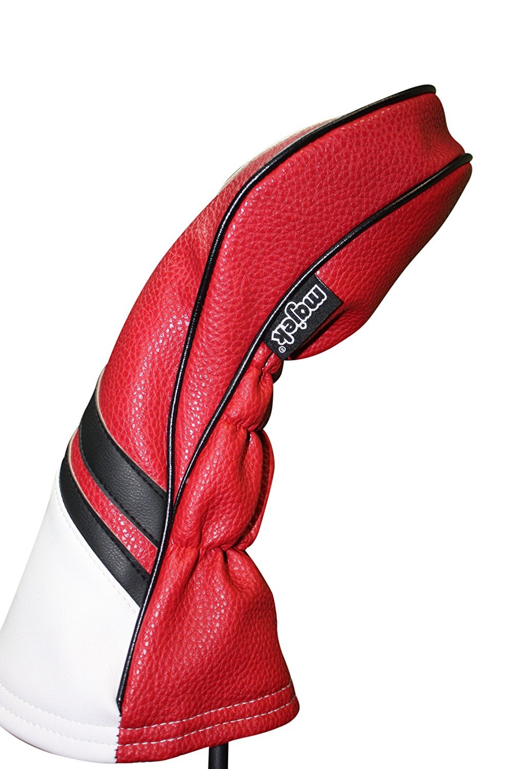 Vintage Leather Style Golf Driver Headcover for 460cc Clubs - Red Black White