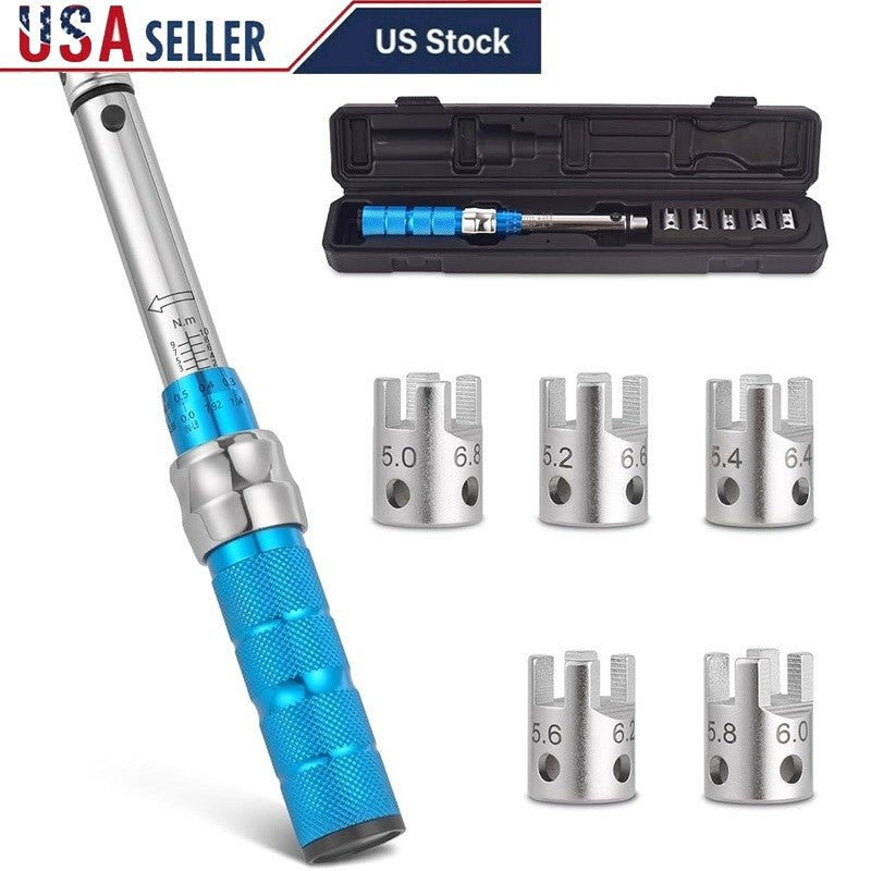 Motorcycle Spoke Torque Wrench 2-10Nm with 10 Interchangeable Heads - Accurate Maintenance Tool