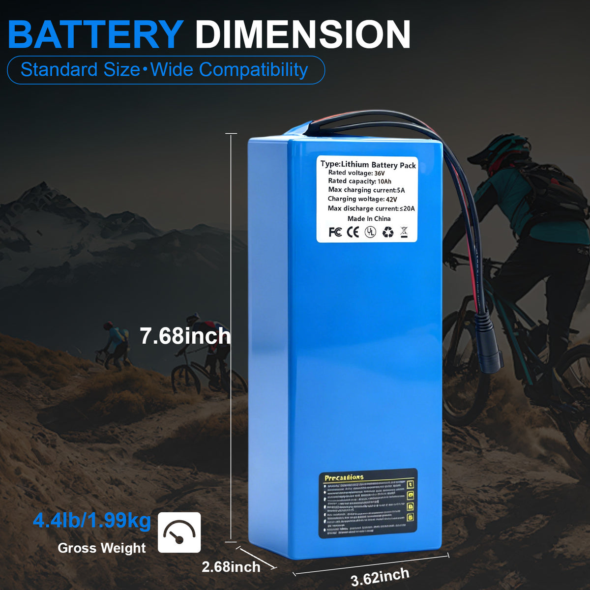Electric Bicycle Battery Pack 36V/48V 10Ah/20Ah UL Certified for E-Bikes