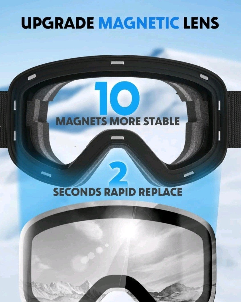 OTG Ski Goggles with UV400 Anti-Fog Lenses - Rimless Snowboard Goggles