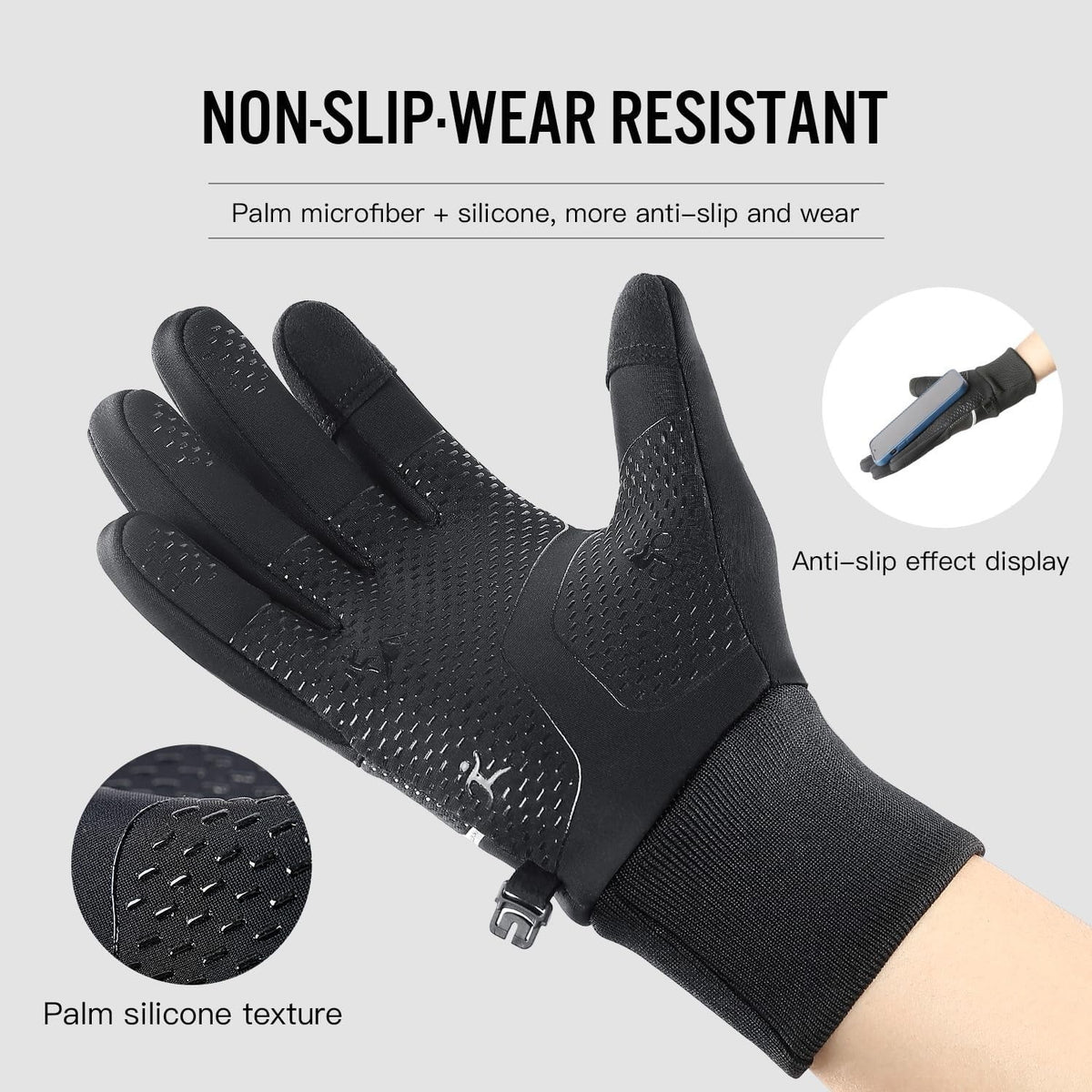 Thermal Winter Gloves with Touchscreen & Anti-Slip Grip for Running and Driving