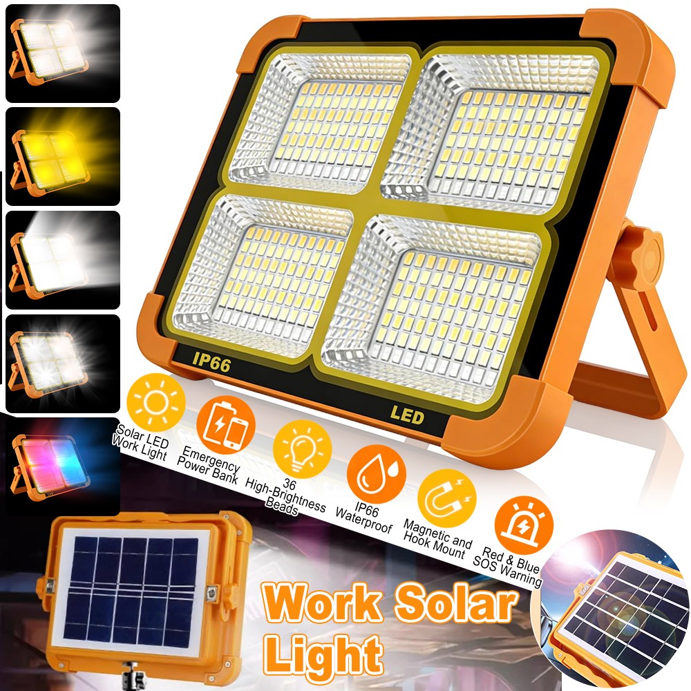 Rechargeable LED Camping Flood Light with Solar & USB Power Bank