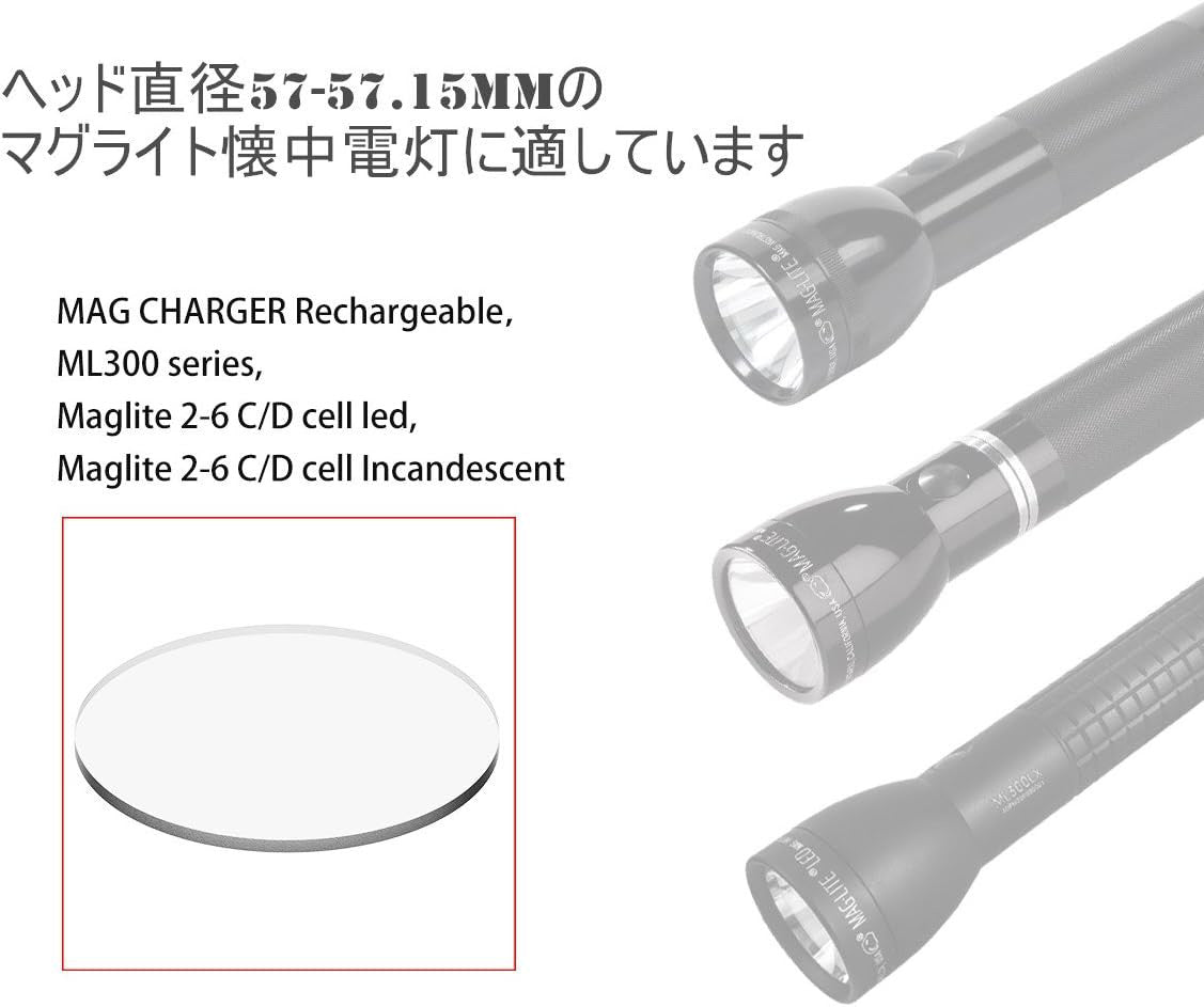 Tempered Glass Lens for Maglite C D Cell Full Size Flashlights Upgrade - Clear