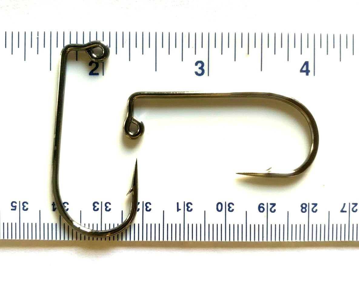 50 Pcs Heavy Duty Jig Hooks Size 4/0 - 2X Strength Black Nickel 90° Round Bend