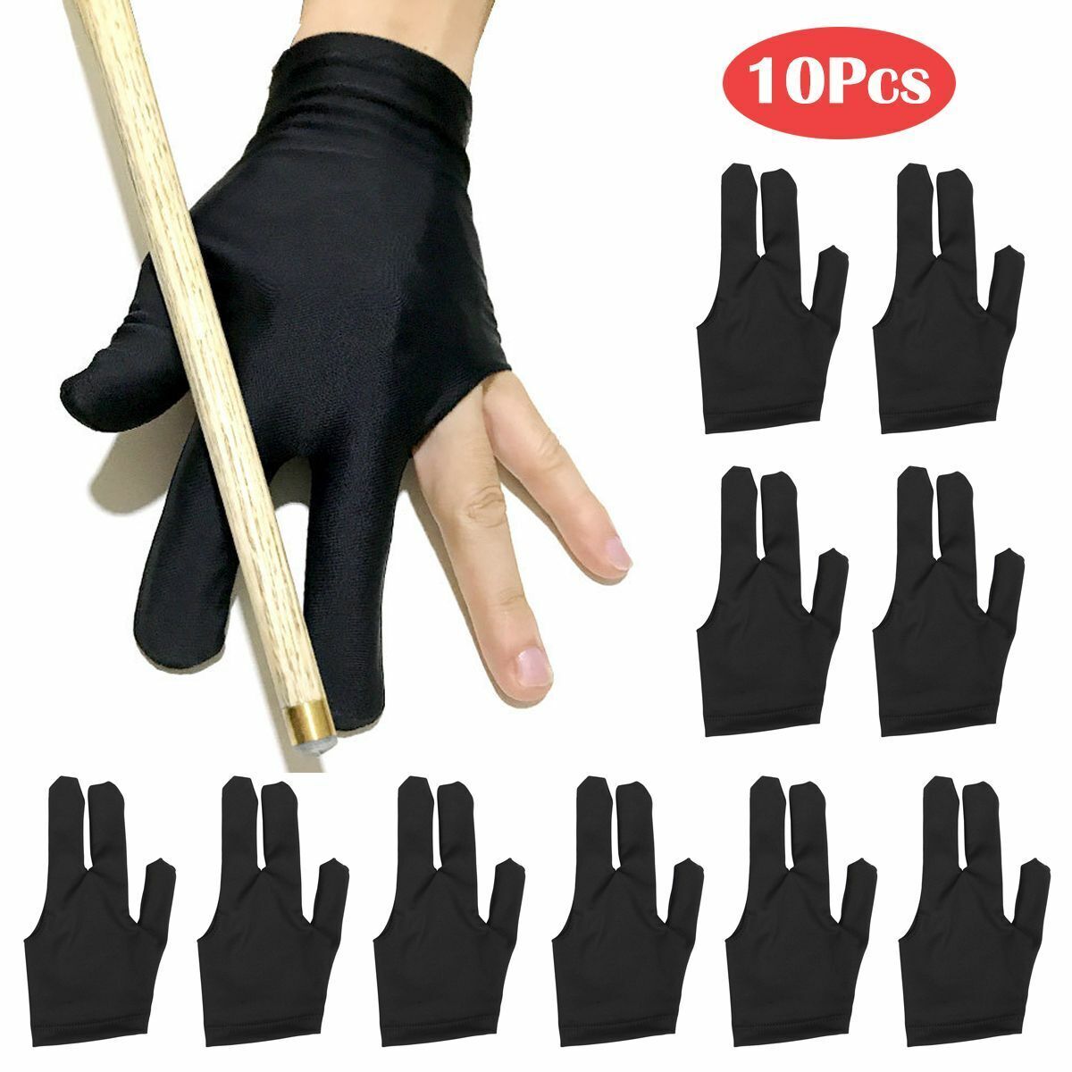 Billiards Glove Three-Finger, Left or Right Hand, Breathable Nylon