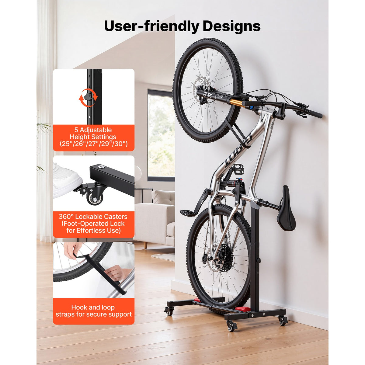 Bike Stand 2-Pack Freestanding Bicycle Rack with Vertical & Horizontal Storage