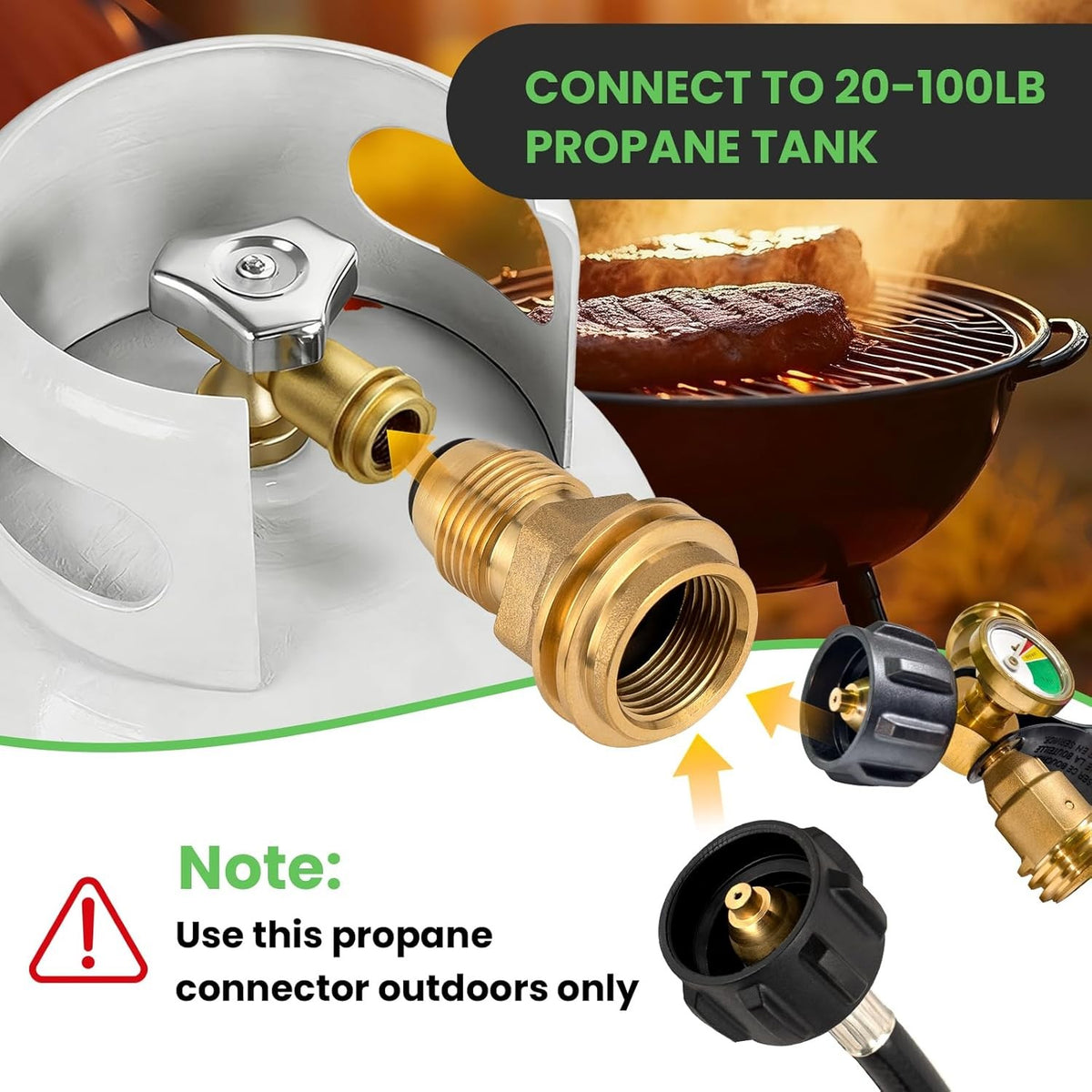 2PCS Propane Tank Adapter POL to QCC1 Fitting for 100LB LP Tanks