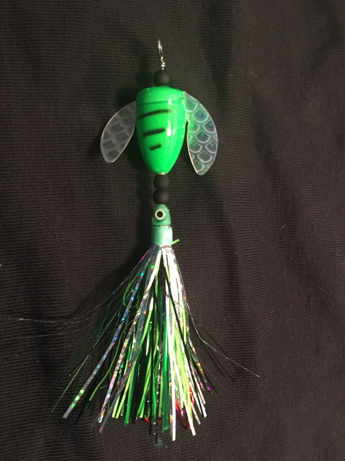 Salmon Trolling Flies & Rig Set with UV Glow Spin N Glo #2 Spinnerbait
