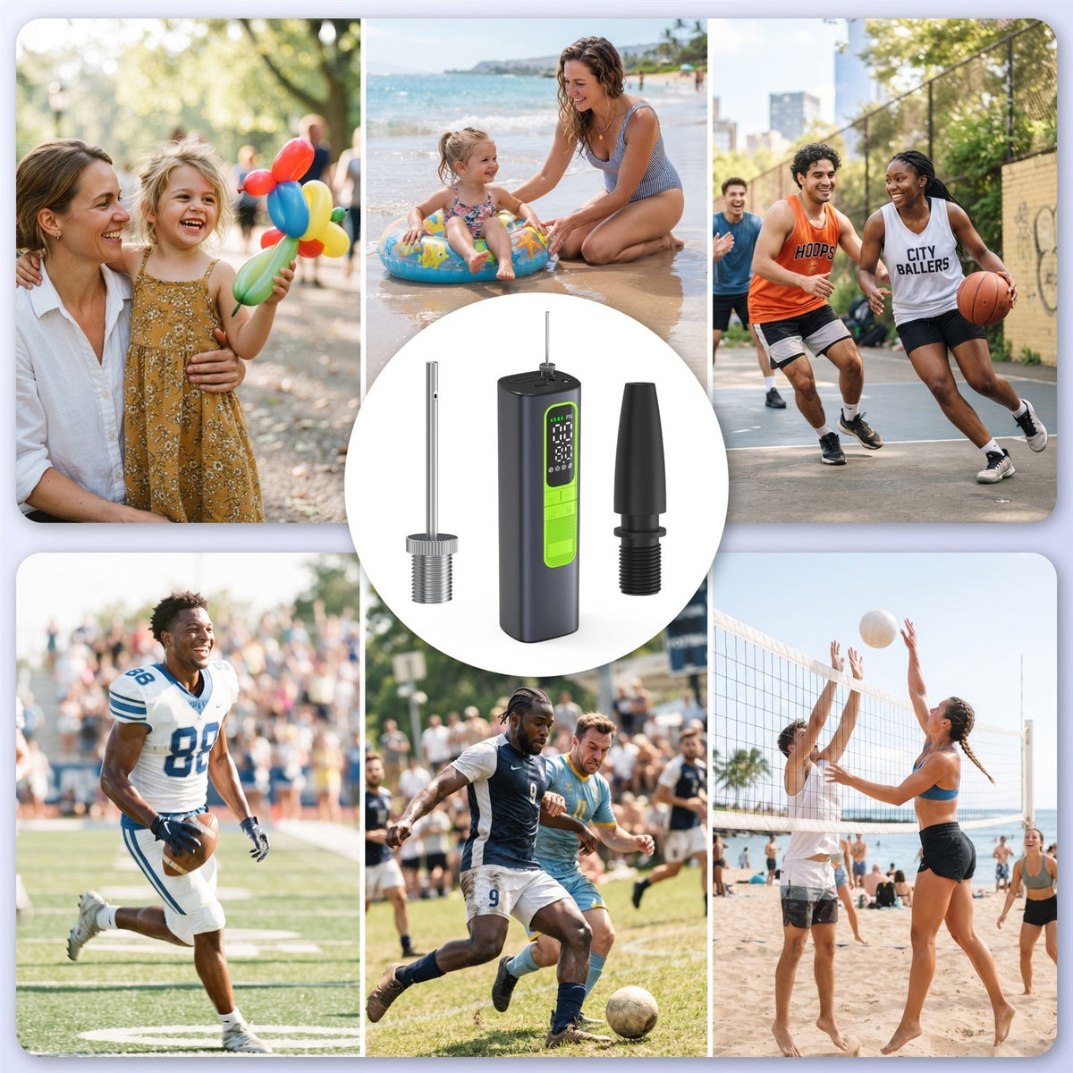 Electric Ball Pump 18 PSI USB-C Portable Inflator for Basketball Soccer Football