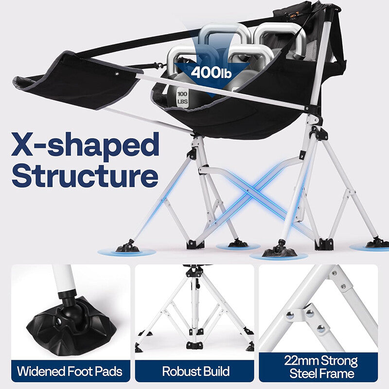 Portable Outdoor Camping Hammock Chair with Footrest & Adjustable Backrest