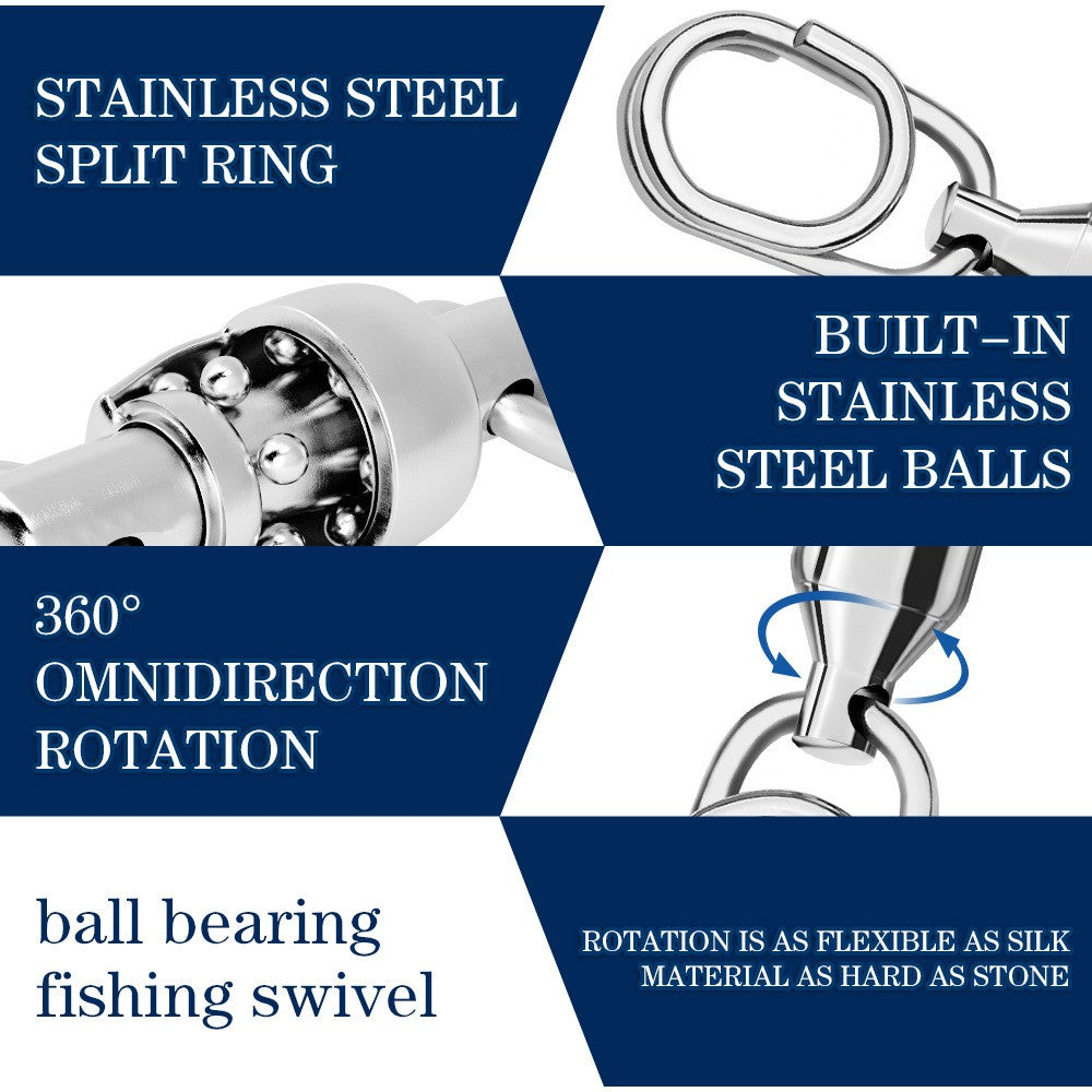Fishing Ball Bearing Swivels with Fast Clip Snap 28-132Lb Tackle Lot