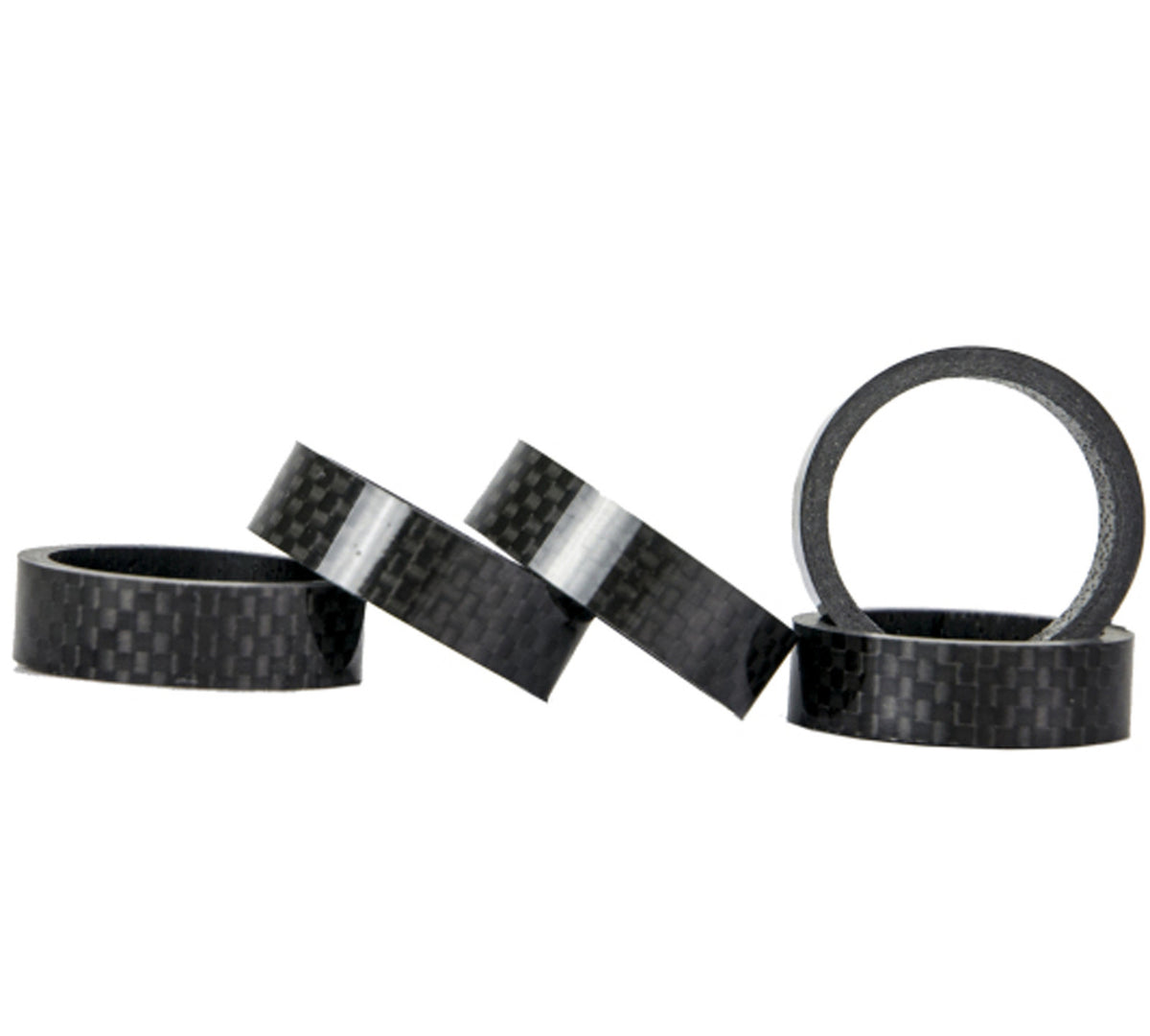 Carbon Fiber Headset Spacers for 1-1/8 inch Bicycle Steerer Tubes - 5/10/15/20mm, 4 Pieces