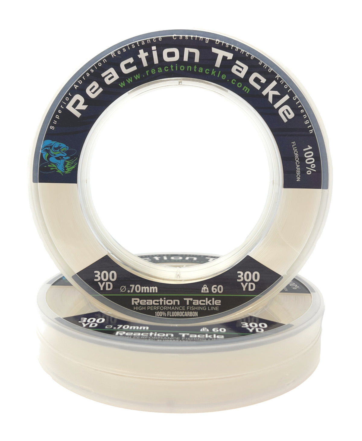 Reaction Tackle 100% Pure Fluorocarbon Fishing Line for Saltwater & Freshwater - Stealthy, Abrasion-Resistant Leader Line