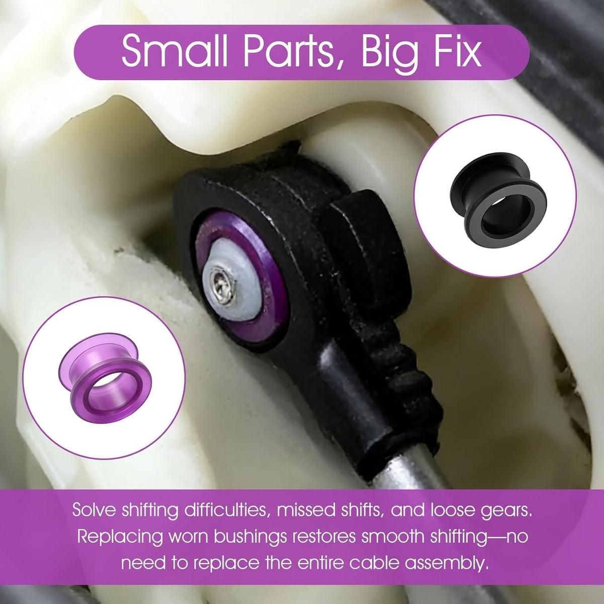 Toyota Shift Cable Bushing Kit with 2 Bushings and Clips - Universal Fit