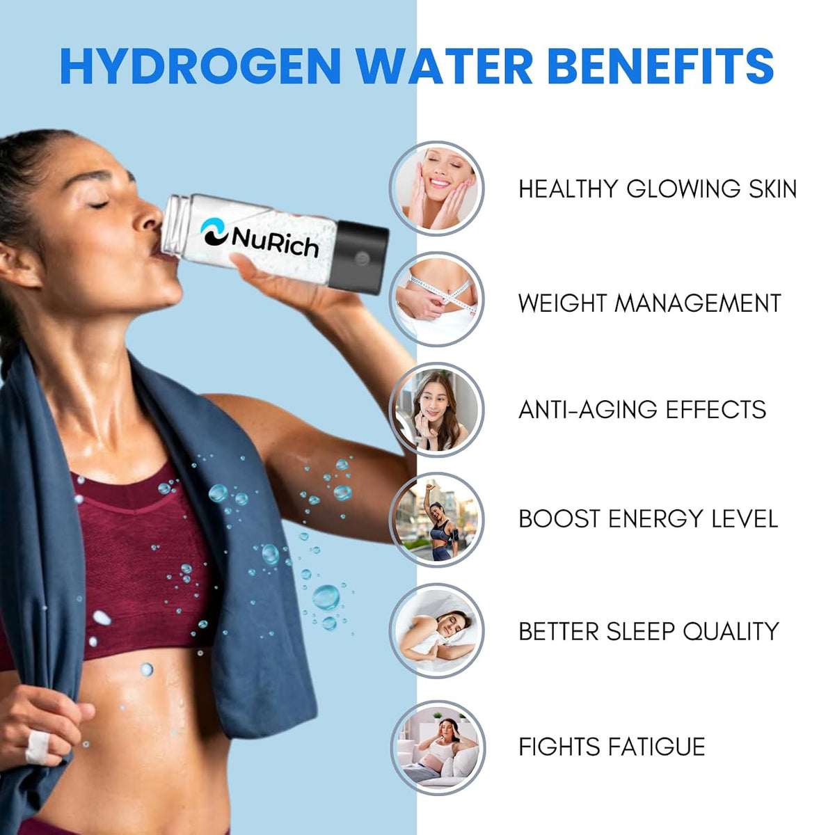 Hydrogen Water Bottle 420ml Portable Ionizer with SPE/PEM Technology