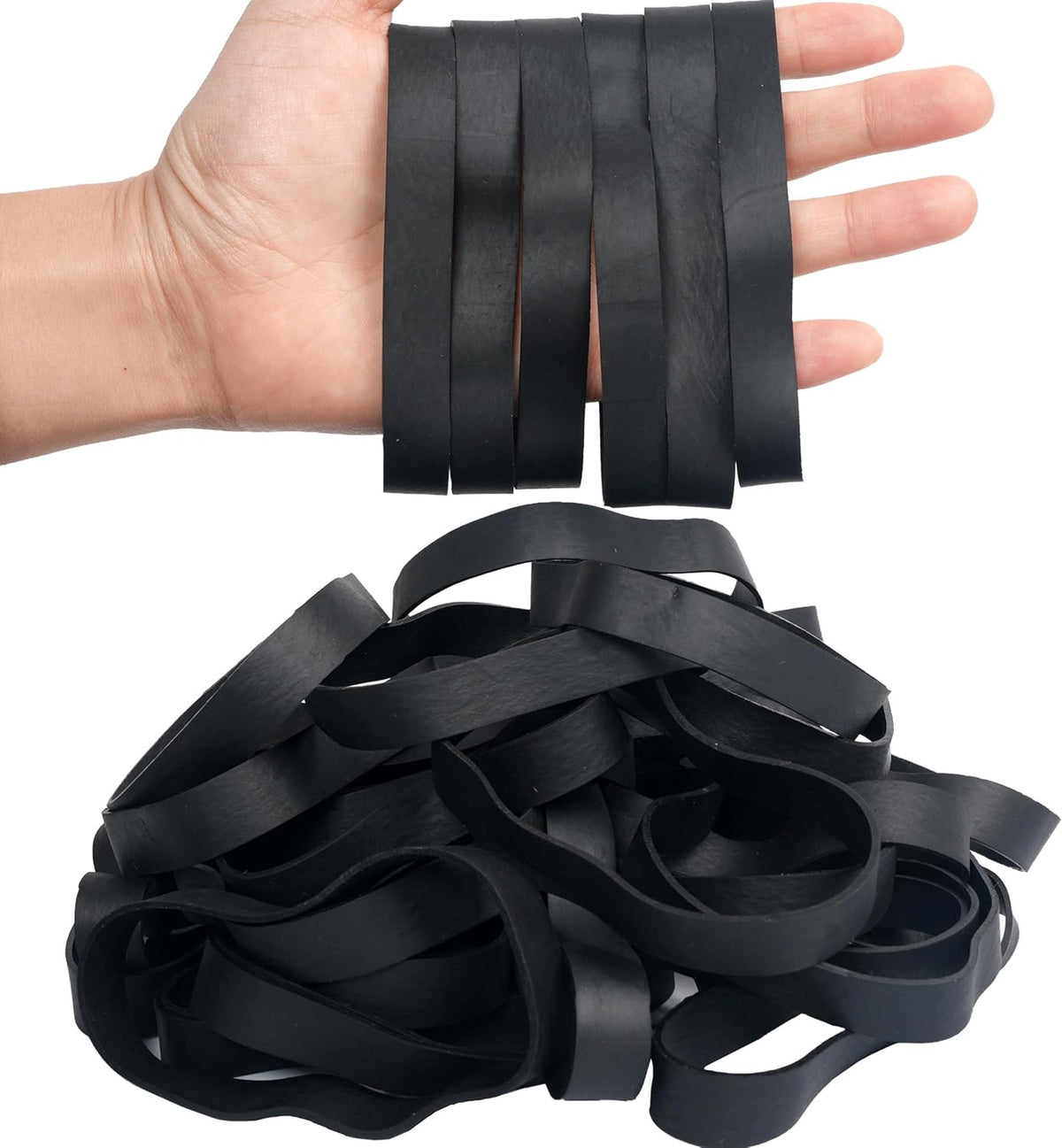 Large Black Rubber Bands Set - 40 Pack Size #105 for Office & Crafts