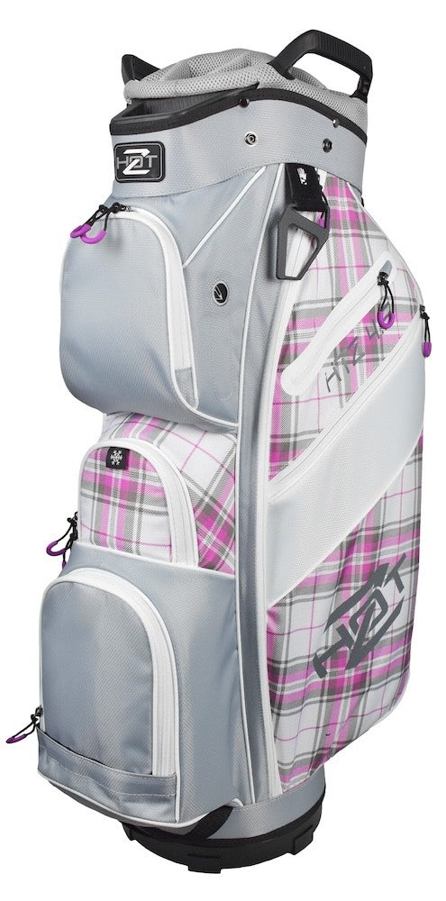 Golf Cart Bag with 14-Way Divider and Multiple Pockets - Pink Plaid