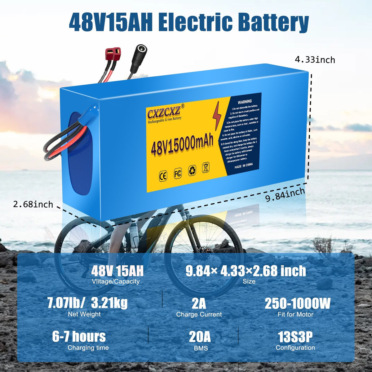 48V 15Ah Lithium Battery for Electric Bikes and Scooters - 20A