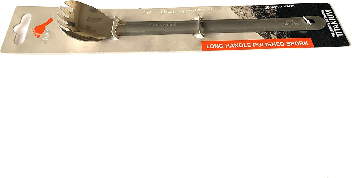 Titanium Long Handle Spork with Polished Bowl - Ultralight Camping Utensil