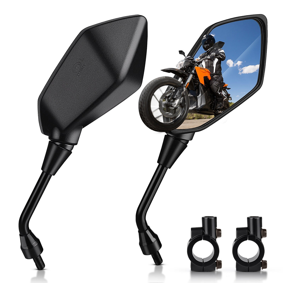 Universal 7/8" Handlebar End Rearview Mirror for Motorcycle Side View