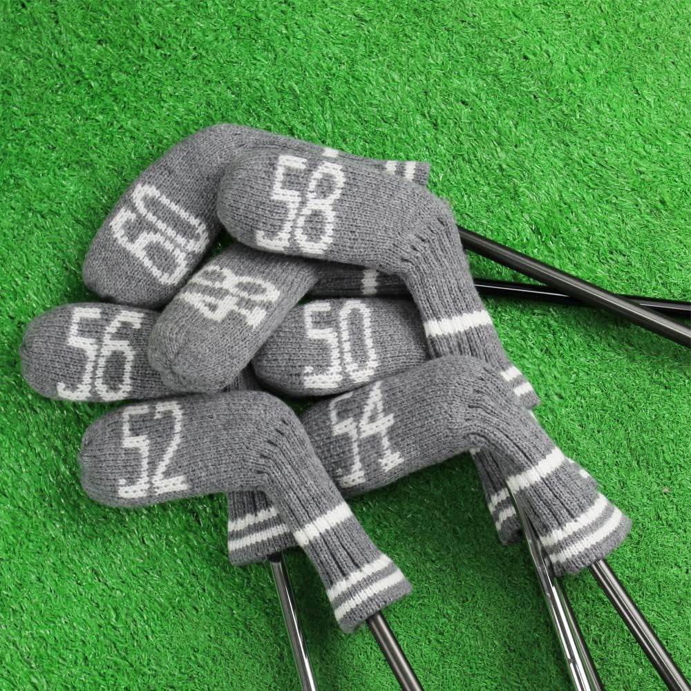 7 Pcs Knitted Golf Head Covers Set for Irons Wedges - Club Protection