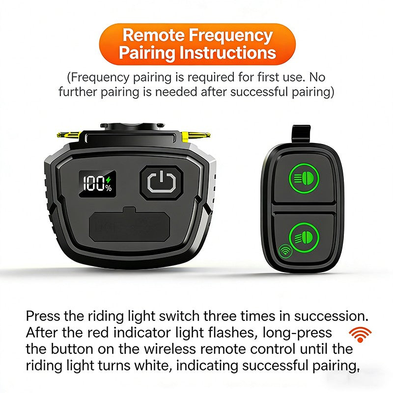 1100LM Wireless Bicycle Headlight with Remote Control USB Rechargeable LED
