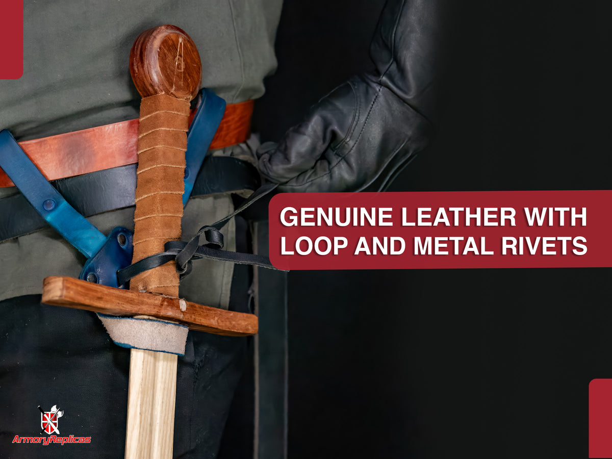 Ambidextrous Leather Sword & Axe Frog Holder for LARP & Medieval Cosplay