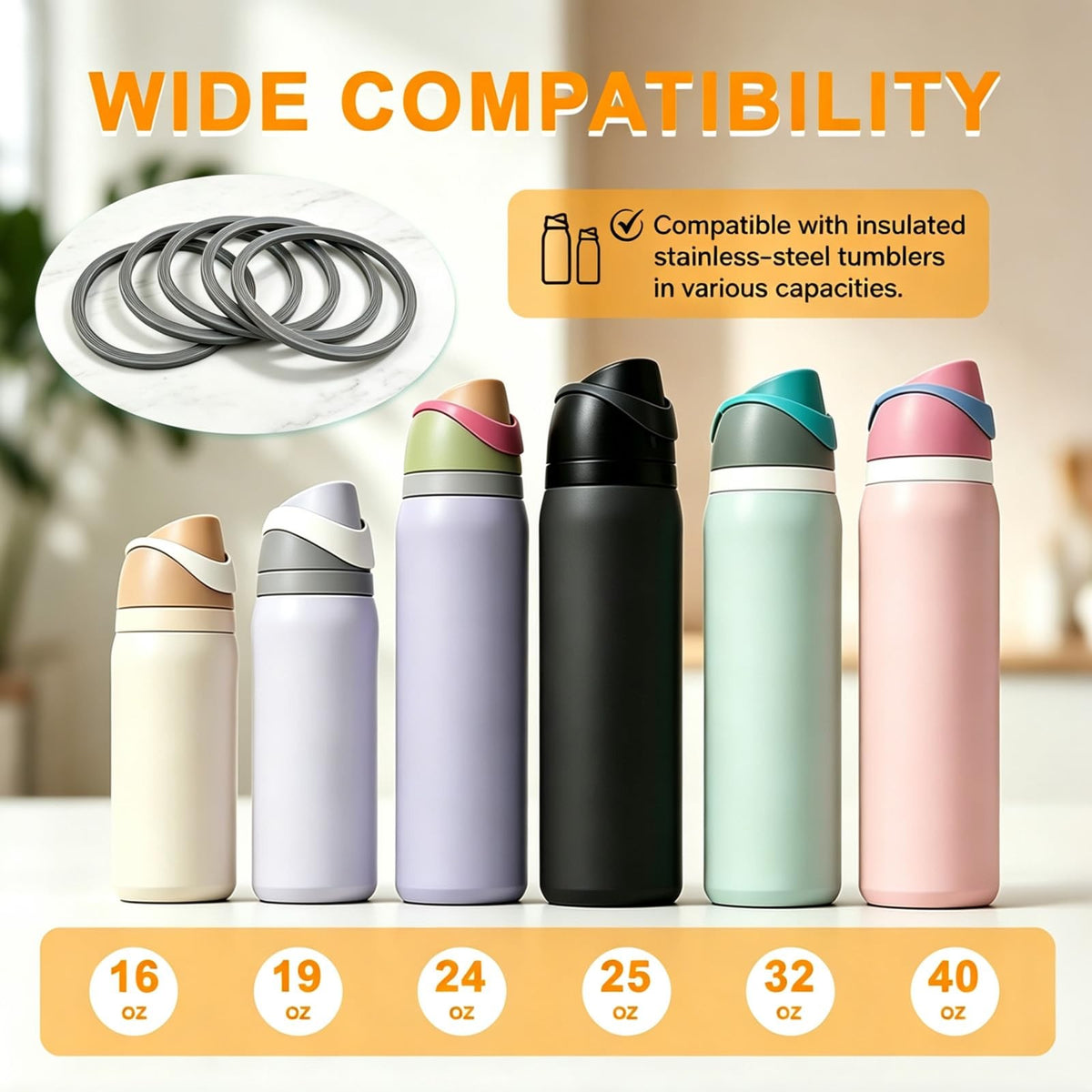 Replacement Silicone Seal Ring for Owala FreeSip Bottles 5-Pack
