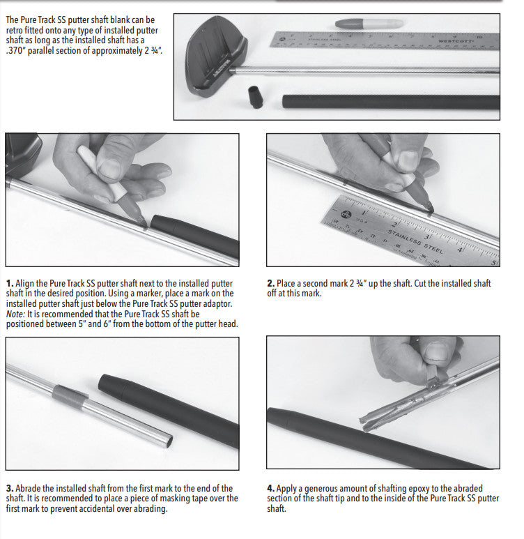 Golf Putter Shaft Blank - .370 Diameter, Parallel Tip, 32 Inches, Black or Gray