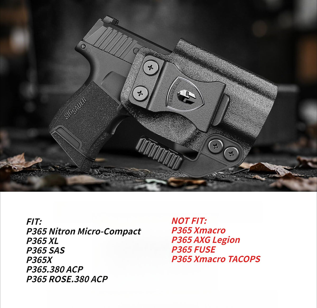 IWB Kydex Holster for Sig P365 P365 XL P365 SAS P365X P365 .380 ACP - Concealed Carry