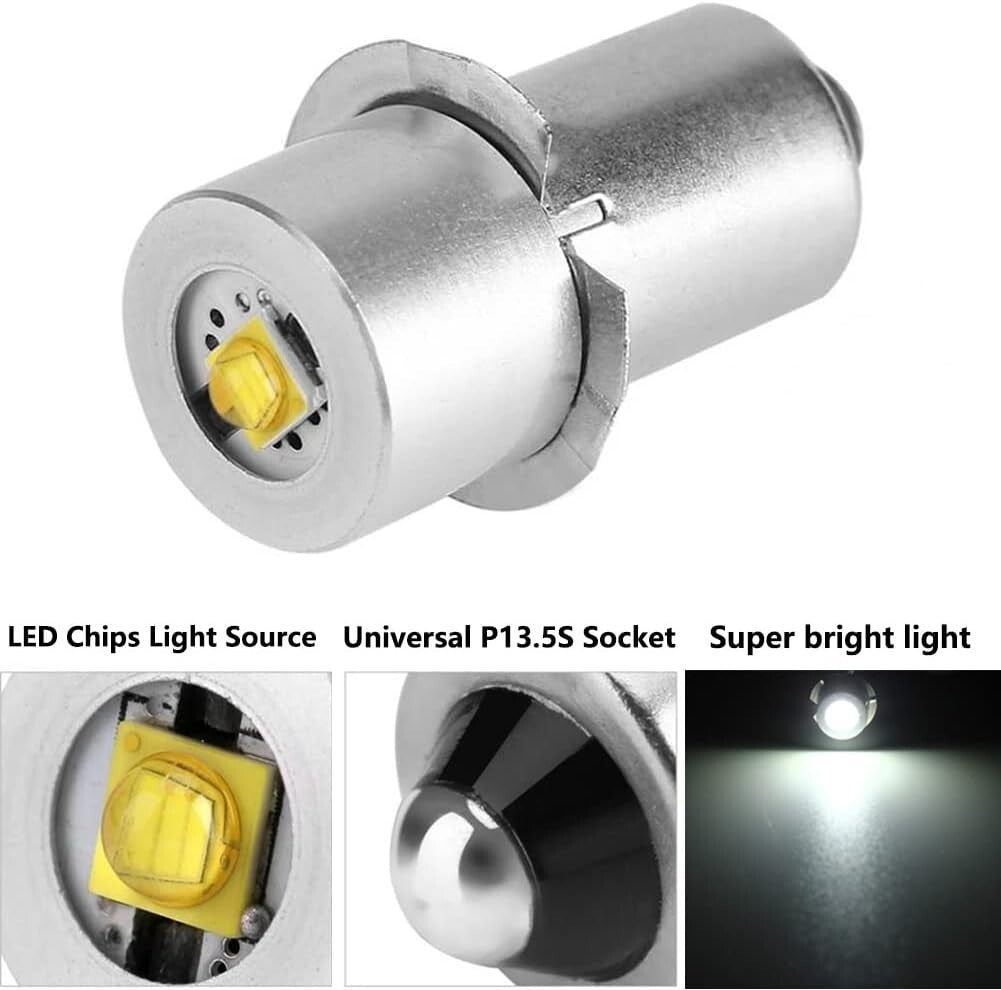 LED Flashlight Bulb 380 Lumens 2 Pack Compatible with Maglite 3-6 Cell