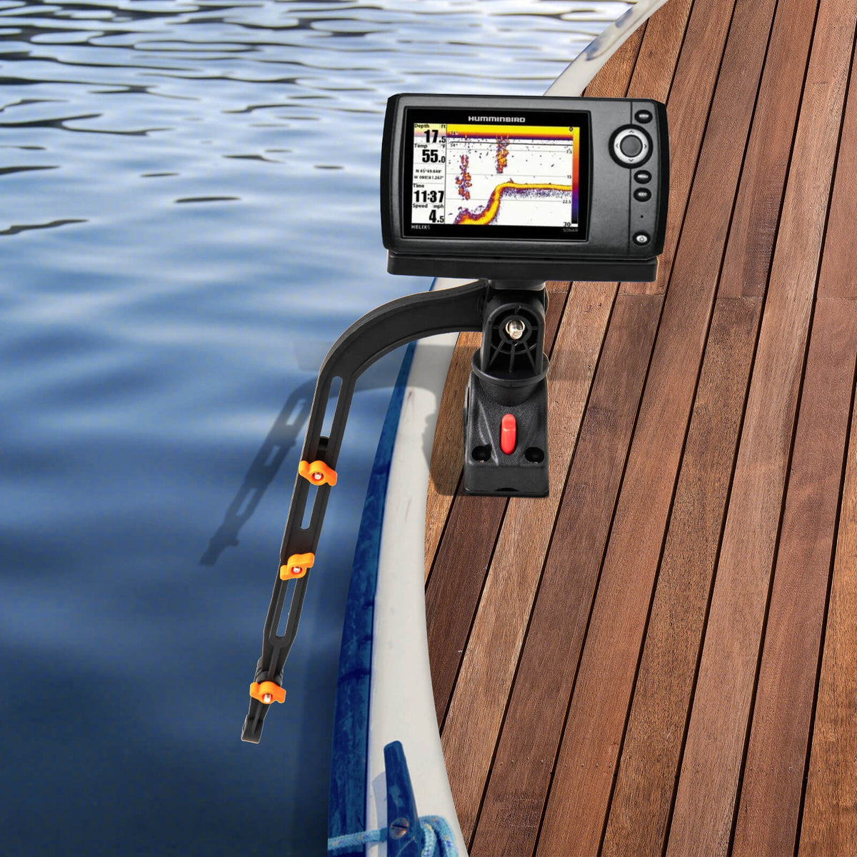 Fishing Boat Accessory Set with 360° Rotatable Fish Finder Mount & Rod Storage