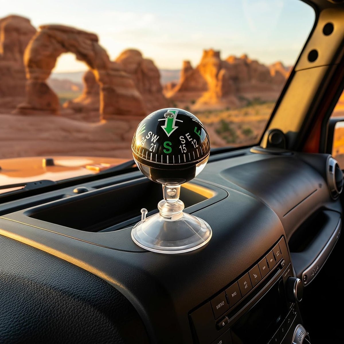 Travel Compass with Suction Cup Mount – Portable Navigation for Car & Outdoor